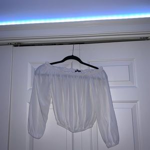 Off shoulder cotton cropped blouse